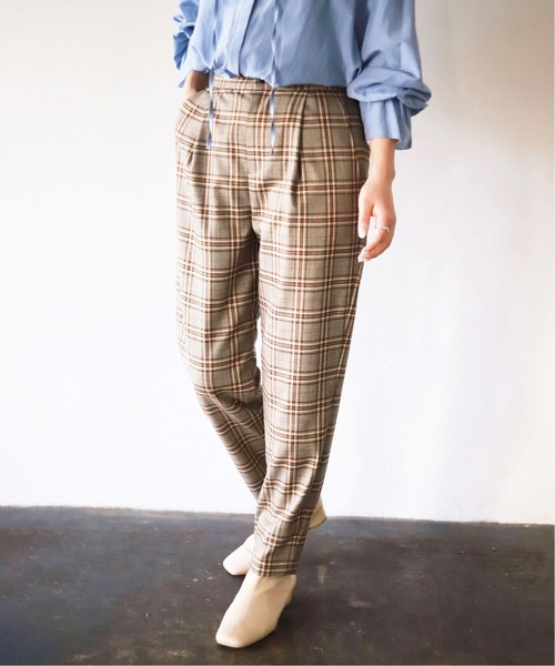 SLOBE IENA（スローブイエナ）の「チェックテーパードパンツ【ウエスト