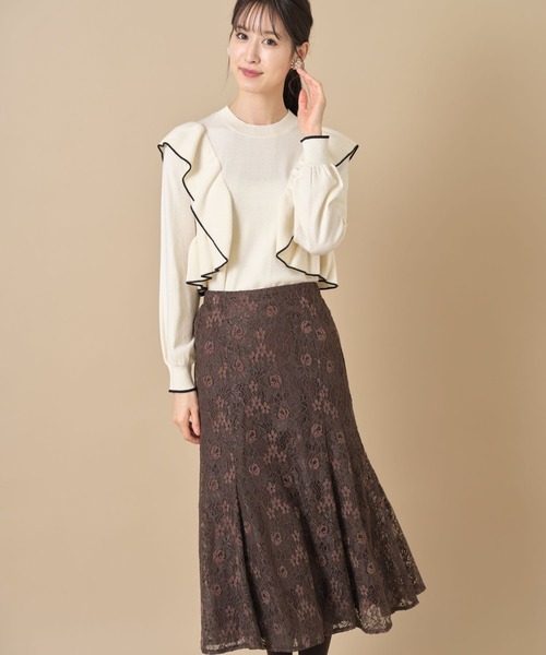 tocco closet（トッコ　クローゼット）の「配色ライン入りフリルニットプルオーバー（ニット/セーター・レディース・ブラック/グレー/アイボリー・M）」の20枚目の写真