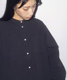 khakito | 綿100% セーラーカラー付き 袖タック スタンドカラーシャツ(シャツ/ブラウス)