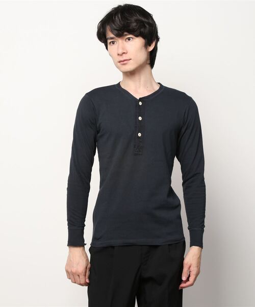 Ahe'hee（アヘヘ）の「Ahe'hee(アヘヘ) ロングスリーブ ヘンリーネック（Tシャツ/カットソー・メンズ・ブラック/ネイビー・SMALL/MEDIUM）」の2枚目の写真