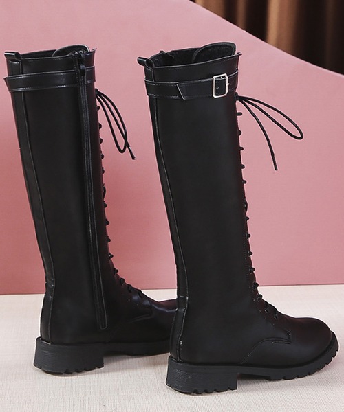 STYLEBLOCK（スタイルブロック）の「サイドバックルレースアップロングブーツ（ブーツ・レディース・ブラック・39/38/37/43/40/42/36/41/35）」の6枚目の写真