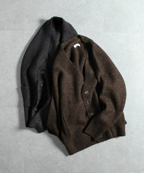 NILWAY（ニルウェイ）の「バルキーウールブレンドニットオーバーカーディガン（カーディガン/ボレロ・メンズ・ホワイト/ブラック/チャコール/ブラウン・MEDIUM/LARGE）」の4枚目の写真