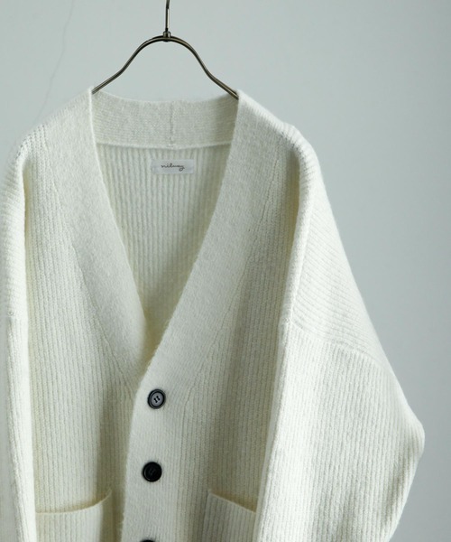 NILWAY（ニルウェイ）の「バルキーウールブレンドニットオーバーカーディガン（カーディガン/ボレロ・メンズ・ホワイト/ブラック/チャコール/ブラウン・MEDIUM/LARGE）」の8枚目の写真
