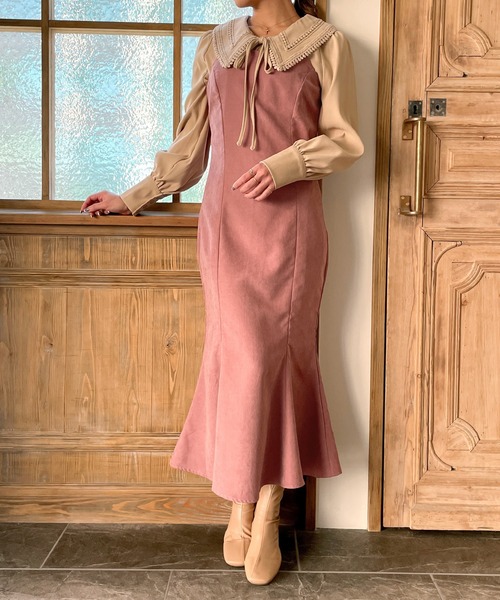 スエードマーメイドキャミワンピース