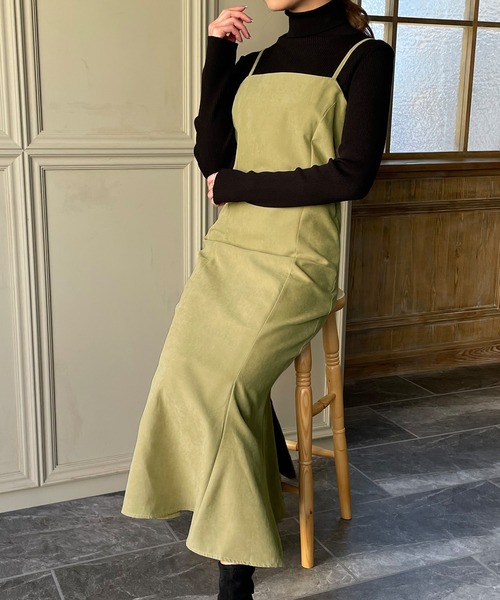 スエードマーメイドキャミワンピース