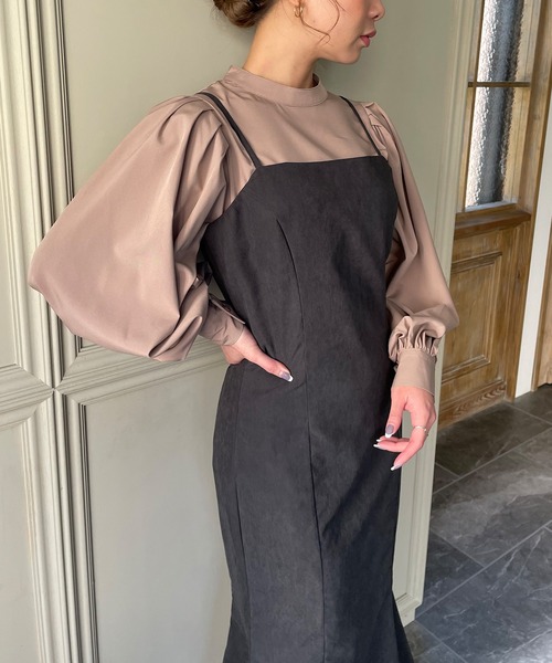 スエードマーメイドキャミワンピース