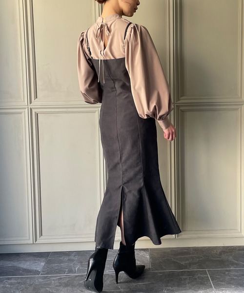 スエードマーメイドキャミワンピース