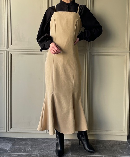 スエードマーメイドキャミワンピース