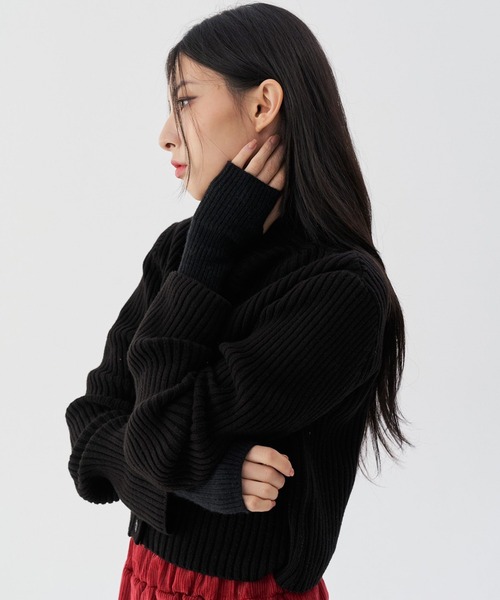 FEKETE（フェケテ）の「FEKETE HI-NECK RIB KNIT CARDIGAN