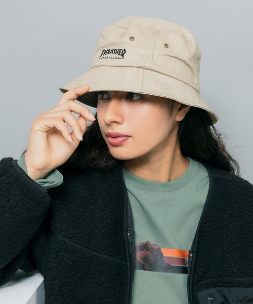 THRASHER（スラッシャー）の「【ROOPTOKYO別注】THRASHER/スラッシャー コットンシンプルバケットハット MAGLOGO ワンポイント 刺繍 ロゴ（ハット・メンズ・ブラック/ベージュ・FREE）」の20枚目の写真