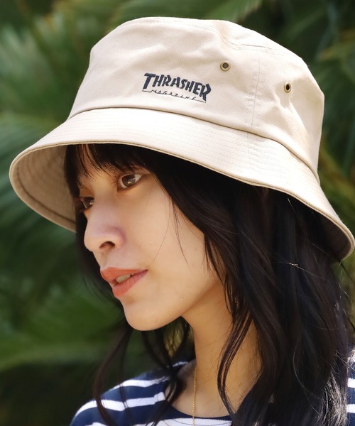 THRASHER（スラッシャー）の「【ROOPTOKYO別注】THRASHER/スラッシャー コットンシンプルバケットハット MAGLOGO ワンポイント 刺繍 ロゴ（ハット・メンズ・ブラック/ベージュ・FREE）」の21枚目の写真