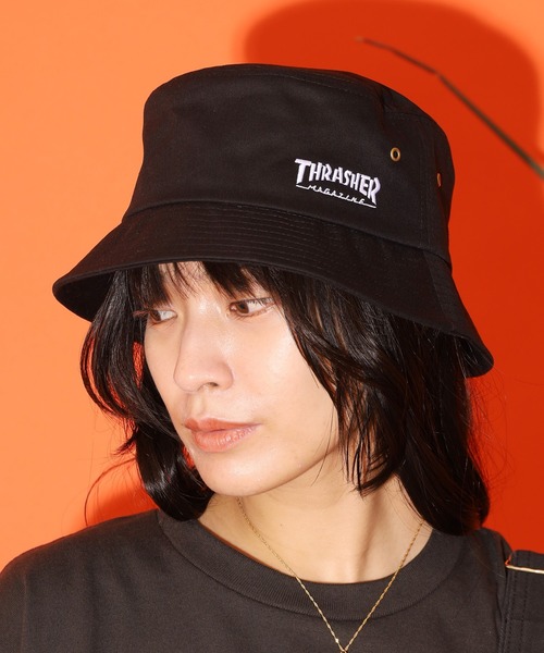 THRASHER（スラッシャー）の「【ROOPTOKYO別注】THRASHER/スラッシャー コットンシンプルバケットハット MAGLOGO ワンポイント 刺繍 ロゴ（ハット・メンズ・ブラック/ベージュ・FREE）」の14枚目の写真