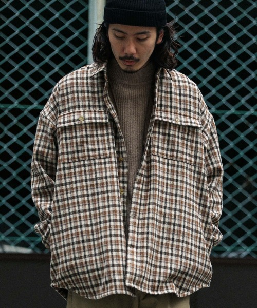 URBAN RESEARCH Sonny Label(アーバンリサーチサニーレーベル)の「チェックCPOシャツブルゾン(ブルゾン・メンズ・オレンジ/ベージュ・MEDIUM/LARGE)」の6枚目の写真