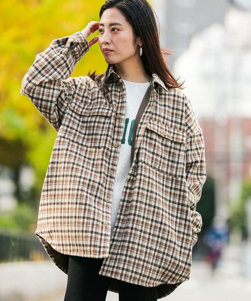 URBAN RESEARCH Sonny Label(アーバンリサーチサニーレーベル)の「チェックCPOシャツブルゾン(ブルゾン・メンズ・オレンジ/ベージュ・MEDIUM/LARGE)」の3枚目の写真