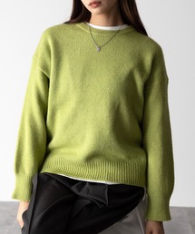 ※※【 新色追加/24色展開 】クルーネックもちもちカラーニットプルオーバー