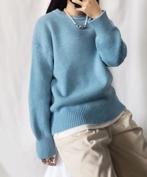 ※※【 新色追加/24色展開 】クルーネックもちもちカラーニットプルオーバー