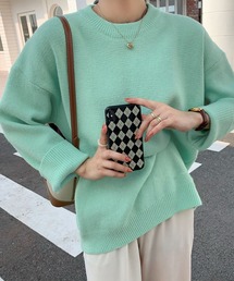 ※※【 新色追加/24色展開 】クルーネックもちもちカラーニットプルオーバー