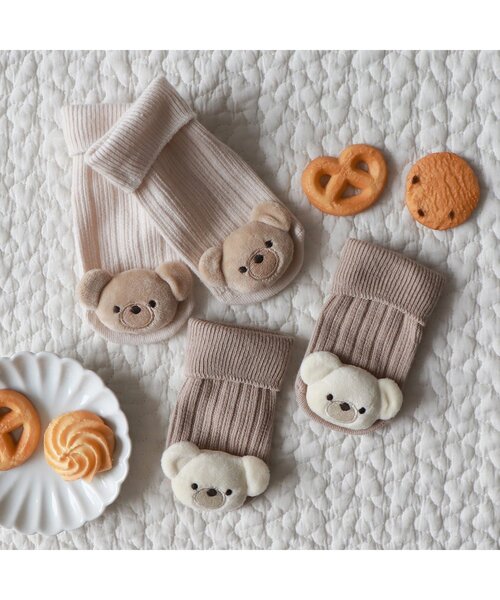 apres les cours（アプレレクール）の「■tiny bear モチーフ付きベビーソックス（ベビーシューズ/ベビーソックス・キッズ・アイボリー/ベージュ・12/9）」の11枚目の写真