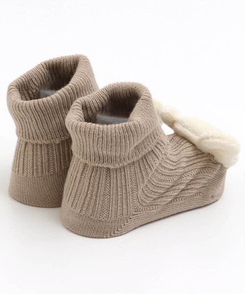 apres les cours（アプレレクール）の「■tiny bear モチーフ付きベビーソックス（ベビーシューズ/ベビーソックス・キッズ・アイボリー/ベージュ・12/9）」の3枚目の写真