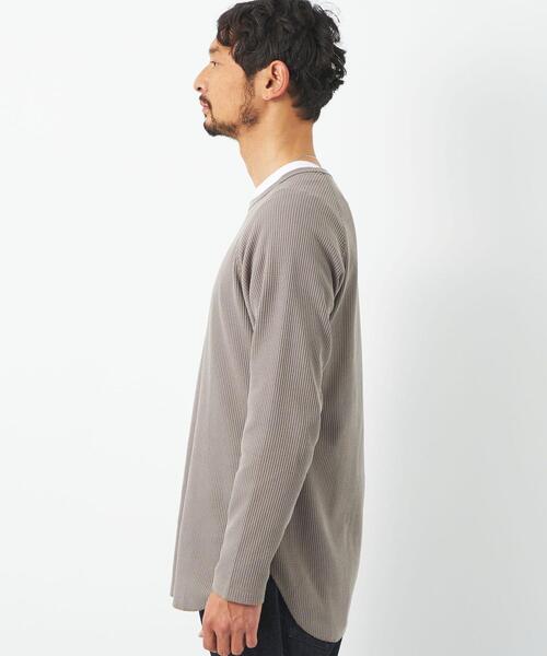 green label relaxing(グリーンレーベルリラクシング)の「ドライワッフル クルーネック 長袖 カットソー -吸水速乾- OVLG(Tシャツ/カットソー・メンズ・ホワイト/グレー/ブラック/ベージュ・M/S/XL/L/XS/XXL)」の19枚目の写真