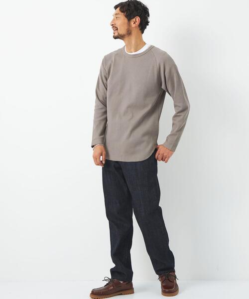 green label relaxing(グリーンレーベルリラクシング)の「ドライワッフル クルーネック 長袖 カットソー -吸水速乾- OVLG(Tシャツ/カットソー・メンズ・ホワイト/グレー/ブラック/ベージュ・M/S/XL/L/XS/XXL)」の22枚目の写真