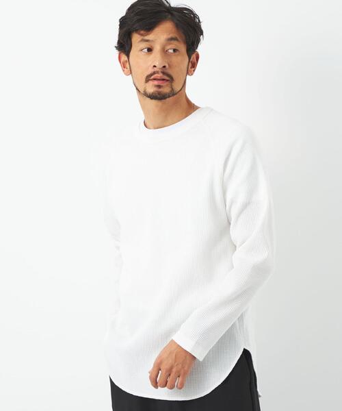 green label relaxing(グリーンレーベルリラクシング)の「ドライワッフル クルーネック 長袖 カットソー -吸水速乾- OVLG(Tシャツ/カットソー・メンズ・ホワイト/グレー/ブラック/ベージュ・M/S/XL/L/XS/XXL)」の11枚目の写真