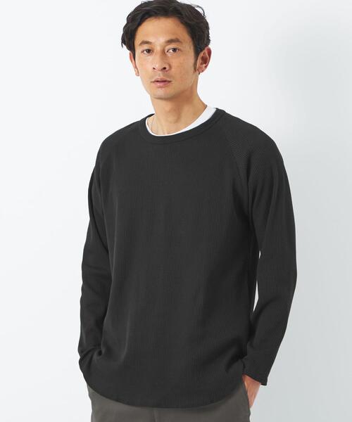 green label relaxing(グリーンレーベルリラクシング)の「ドライワッフル クルーネック 長袖 カットソー -吸水速乾- OVLG(Tシャツ/カットソー・メンズ・ホワイト/グレー/ブラック/ベージュ・M/S/XL/L/XS/XXL)」の12枚目の写真