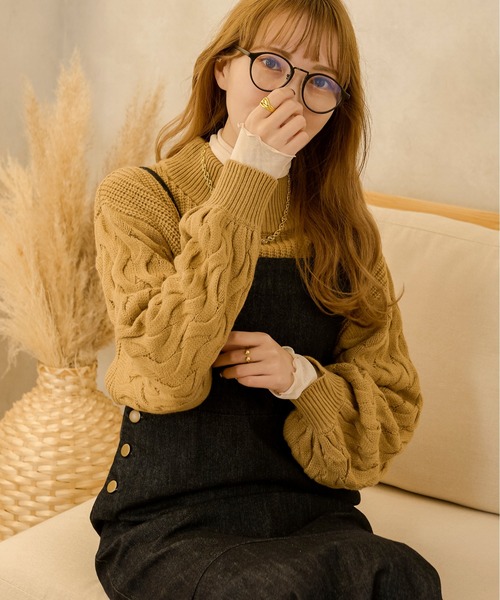 Ambre Neige(アンブルネージュ)の「アミスリーブニット/【WEB/EC限定商品】(ニット/セーター・レディース・ブラック/ダークブラウン/アイボリー/ライトベージュ・FREE)」の4枚目の写真