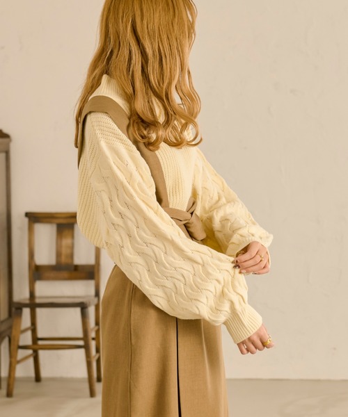 Ambre Neige(アンブルネージュ)の「アミスリーブニット/【WEB/EC限定商品】(ニット/セーター・レディース・ブラック/ダークブラウン/アイボリー/ライトベージュ・FREE)」の7枚目の写真