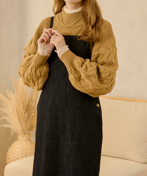 Ambre Neige(アンブルネージュ)の「アミスリーブニット/【WEB/EC限定商品】(ニット/セーター・レディース・ブラック/ダークブラウン/アイボリー/ライトベージュ・FREE)」の12枚目の写真