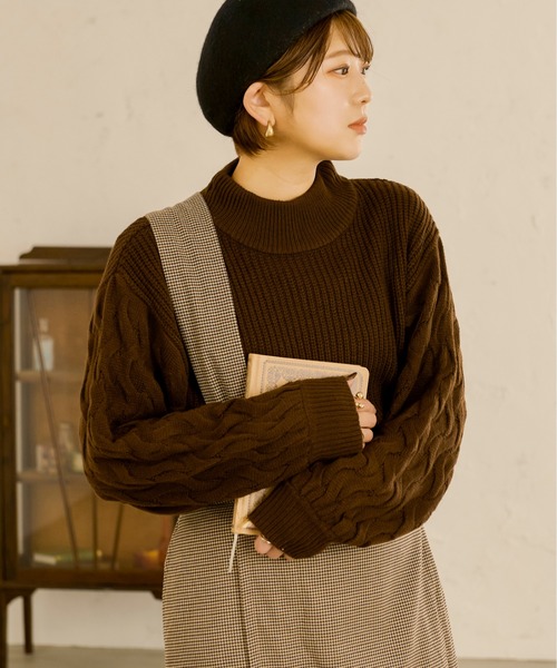 Ambre Neige(アンブルネージュ)の「アミスリーブニット/【WEB/EC限定商品】(ニット/セーター・レディース・ブラック/ダークブラウン/アイボリー/ライトベージュ・FREE)」の9枚目の写真