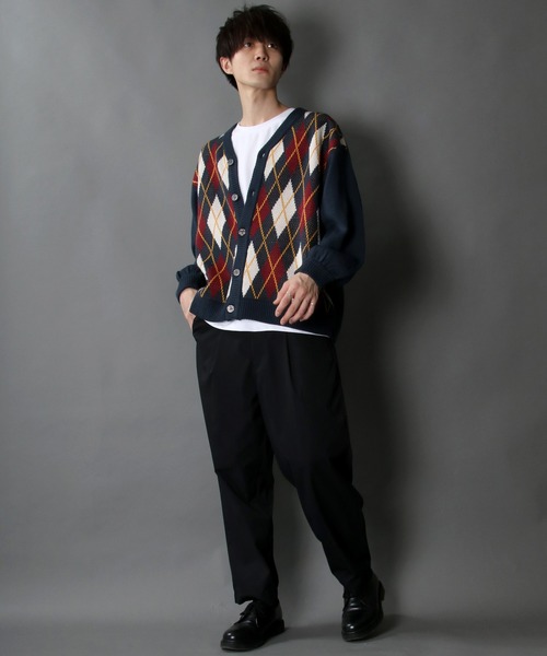 SITRY（シトリー）の「Balloon Sleeve Big silhouette Argyle Knit Cardigan/バルーンスリーブ ビッグシルエット アーガイル ニット カーディガン/カーデ（カーディガン/ボレロ・メンズ・ネイビー/グリーン/チャコールグレー/ブラウン・XL/M/L）」の17枚目の写真