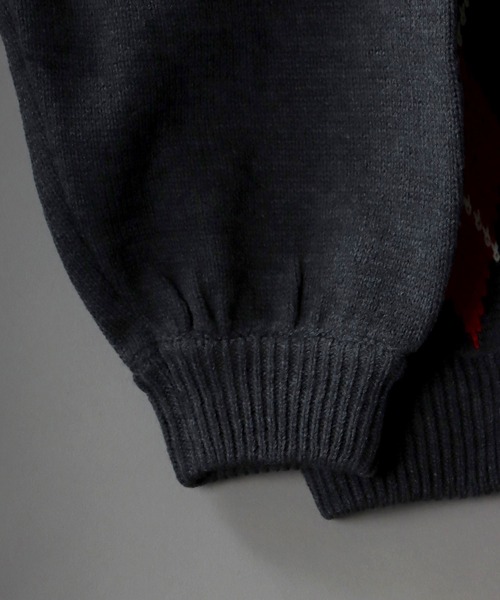 SITRY（シトリー）の「Balloon Sleeve Big silhouette Argyle Knit Cardigan/バルーンスリーブ ビッグシルエット アーガイル ニット カーディガン/カーデ（カーディガン/ボレロ・メンズ・ネイビー/グリーン/チャコールグレー/ブラウン・XL/M/L）」の10枚目の写真