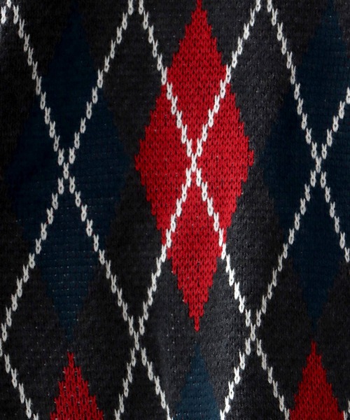 SITRY（シトリー）の「Balloon Sleeve Big silhouette Argyle Knit Cardigan/バルーンスリーブ ビッグシルエット アーガイル ニット カーディガン/カーデ（カーディガン/ボレロ・メンズ・ネイビー/グリーン/チャコールグレー/ブラウン・XL/M/L）」の8枚目の写真