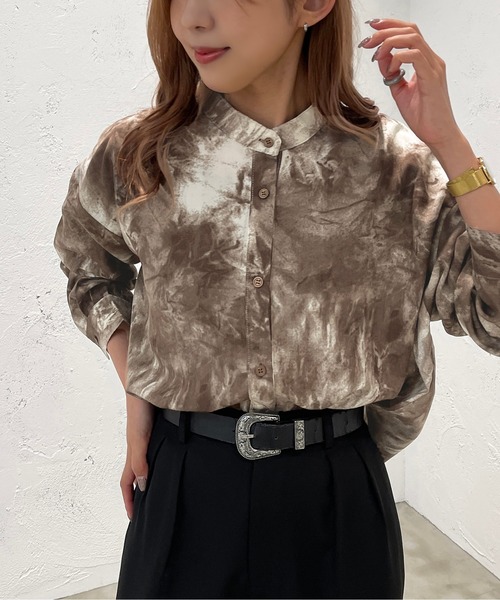 apres jour mignon(アプレジュールミニョン)の「柄バンドカラーシャツ【ZOZOTOWN限定アイテム】(シャツ/ブラウス・レディース・ブラウン系その他/ブラック系その他・フリー/X-LARGE)」の13枚目の写真