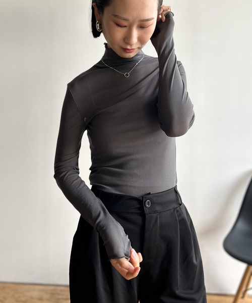 売れ筋商品|||サンタクルーズ Tシャツ レディース トップス OPUS DOT MOCK NECK - Long sleeved top - black Amazon.com: MANGOPOP Bell Sleeve Mock Neck Long Sleeve