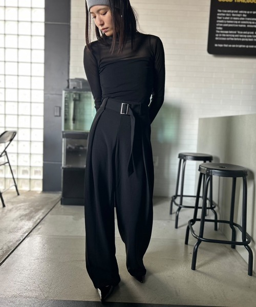 Kotoe（コトエ）の「シースルー ハイネック カットソー シアー メロウ レディース スキントップス（Tシャツ/カットソー・レディース・ホワイト/ブラック/グレー/オフホワイト・FREE）」の20枚目の写真