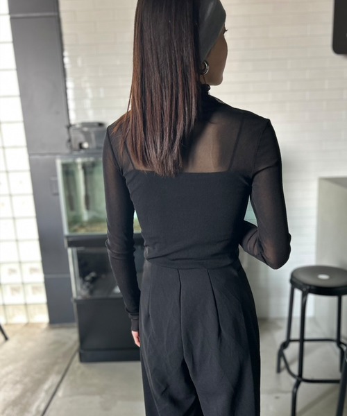 Kotoe（コトエ）の「シースルー ハイネック カットソー シアー メロウ レディース スキントップス（Tシャツ/カットソー・レディース・ホワイト/ブラック/グレー/オフホワイト・FREE）」の12枚目の写真