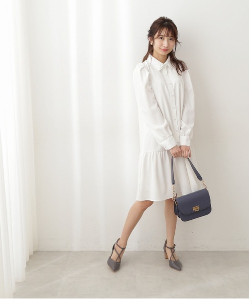 PROPORTION BODY DRESSING（プロポーションボディドレッシング）の「＜Ｅ＞レース襟シャツミニワンピース / 1212147201（ワンピース・レディース・ホワイト/パープル・SMALL/MEDIUM）」の3枚目の写真