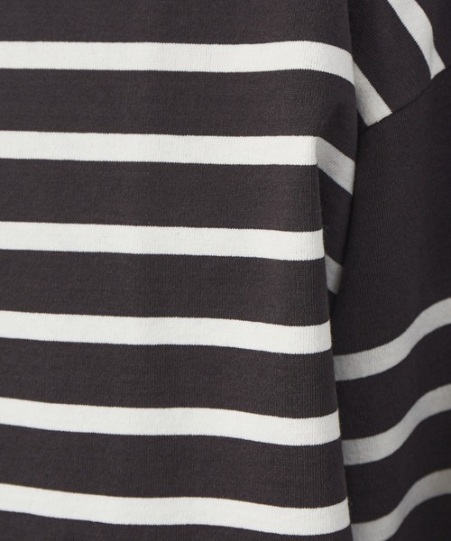 MONT KEMMEL(モンケメル)の「【MONTKEMMEL / モンケメル】別注 ボーダー オーバーサイズ バスク シャツ(Tシャツ/カットソー・メンズ・ブラック/ブルー/スミクロ/カーキ/グレイッシュブルー・46/48)」の13枚目の写真