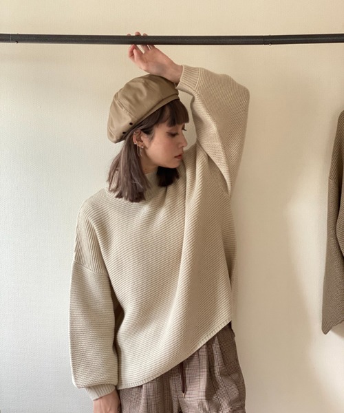 deux amour（ドゥーザムール）の「パール編みハイネックニット（その他トップス・レディース・オフホワイト/ベージュ・MEDIUM）」の7枚目の写真