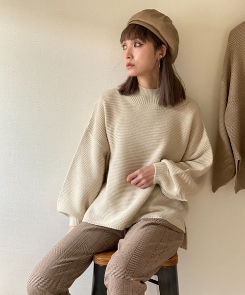 deux amour（ドゥーザムール）の「パール編みハイネックニット（その他トップス・レディース・オフホワイト/ベージュ・MEDIUM）」の12枚目の写真