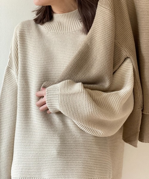 deux amour（ドゥーザムール）の「パール編みハイネックニット（その他トップス・レディース・オフホワイト/ベージュ・MEDIUM）」の18枚目の写真