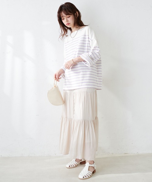 natural couture(ナチュラルクチュール)の「【WEB限定】ちび釦落ち感ティアードスカート(スカート・レディース・アイボリー/グレイッシュベージュ/サックスブルー/その他1/その他2・FREE)」の9枚目の写真