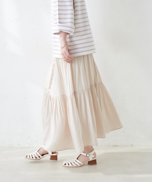 natural couture(ナチュラルクチュール)の「【WEB限定】ちび釦落ち感ティアードスカート(スカート・レディース・アイボリー/グレイッシュベージュ/サックスブルー/その他1/その他2・FREE)」の6枚目の写真