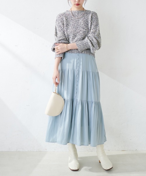 natural couture(ナチュラルクチュール)の「【WEB限定】ちび釦落ち感ティアードスカート(スカート・レディース・アイボリー/グレイッシュベージュ/サックスブルー/その他1/その他2・FREE)」の16枚目の写真