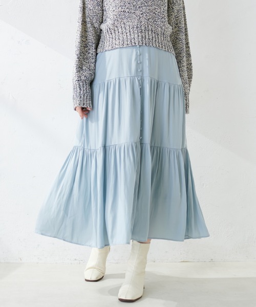 natural couture(ナチュラルクチュール)の「【WEB限定】ちび釦落ち感ティアードスカート(スカート・レディース・アイボリー/グレイッシュベージュ/サックスブルー/その他1/その他2・FREE)」の15枚目の写真