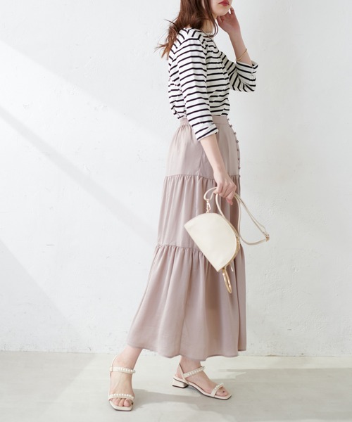 natural couture(ナチュラルクチュール)の「【WEB限定】ちび釦落ち感ティアードスカート(スカート・レディース・アイボリー/グレイッシュベージュ/サックスブルー/その他1/その他2・FREE)」の13枚目の写真