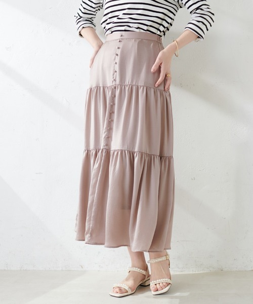natural couture(ナチュラルクチュール)の「【WEB限定】ちび釦落ち感ティアードスカート(スカート・レディース・アイボリー/グレイッシュベージュ/サックスブルー/その他1/その他2・FREE)」の10枚目の写真