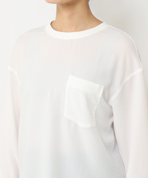 RIVE DROITE（リヴドロワ）の「オフィスカジュアルからデイリーまで幅広く/ジョーゼットポケットブラウス（シャツ/ブラウス・レディース・チャコールグレー/オフホワイト/サックスブルー/モスグリーン・FREE）」の8枚目の写真